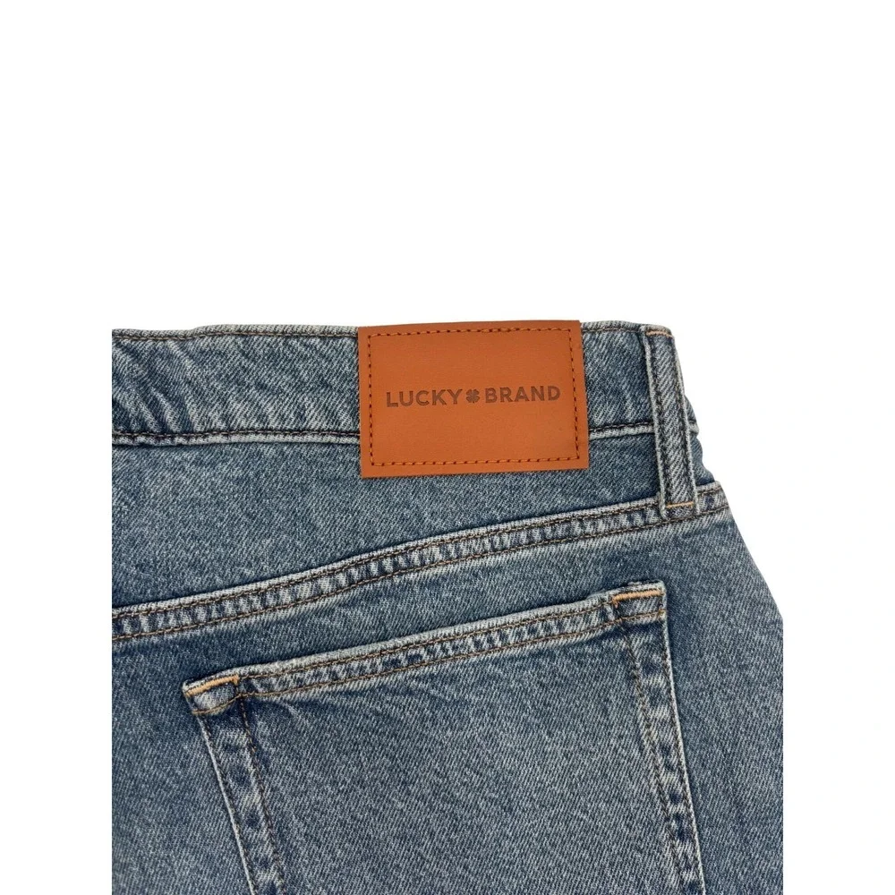 Lucky Brand Mom High Rise Short Womens 10/30 Blue Distressed Denim‎ Frayed Hem